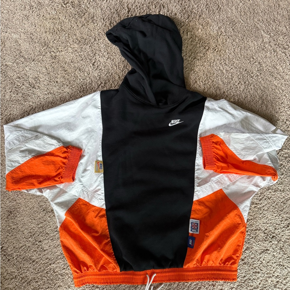 Nike Vintage Y2K 2007 Colorblock Hoodie Windbreaker Sweatshirt |Medium|🖤🧡